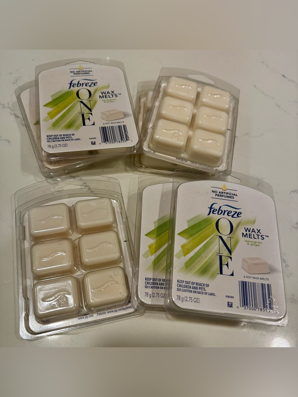 🌿 deal 7 Febreze ONE soy Wax Melts cubes Lemongrass Ginger NIP HTF 6 count